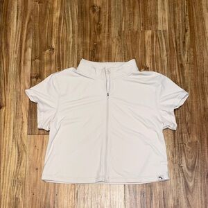 JoyLab women’s XXL Top full zip Beige cream Short Sleeve moisture wick NWT
